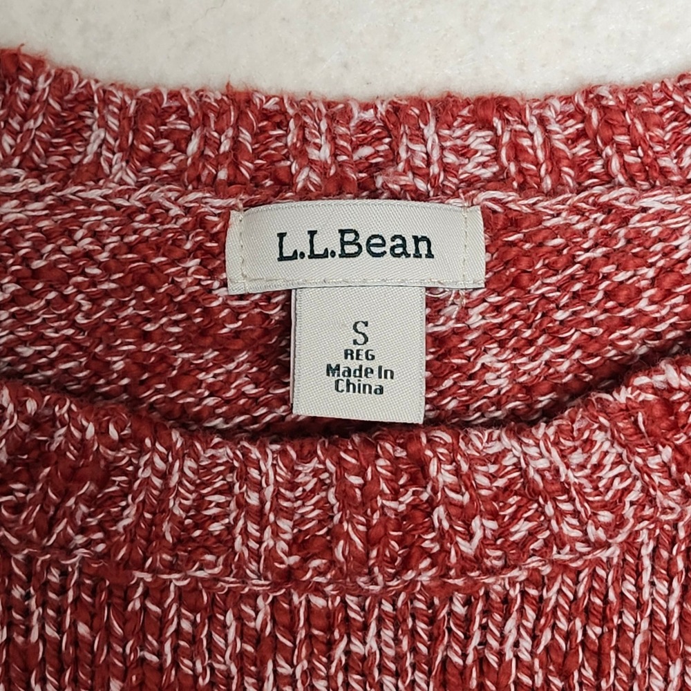 LL Bean Marled Chunky Knit Crew Sweater Cozy Preppy Coastal Cabin Cotton Small - Picture 3 of 6